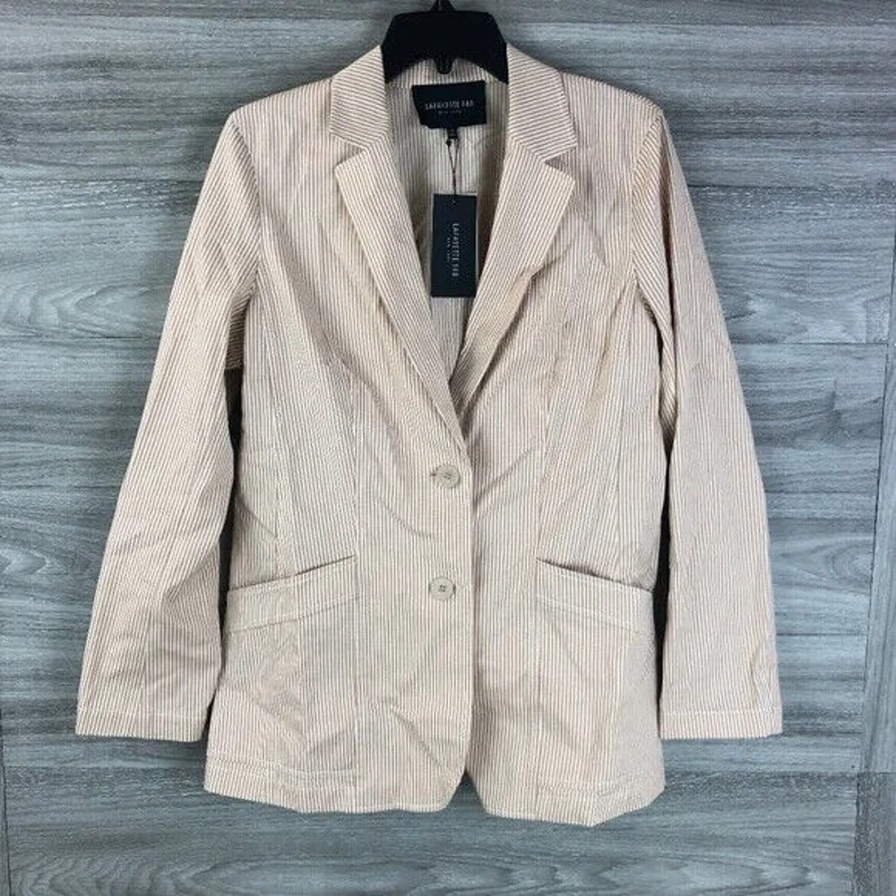 LAFAYETTE 148 Women's Boston Micro Stripe Blazer In Clay Multi NWT - Picture 4 of 8